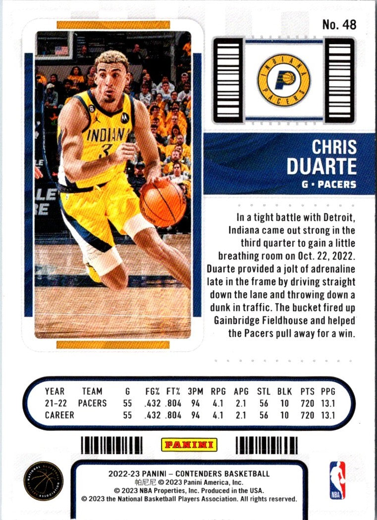 2022 Panini Contenders Season Ticket Chris Duarte