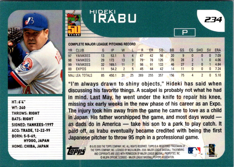 2001 Topps Limited Hideki Irabu