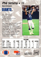 1992 Pro Set Phil Simms #595