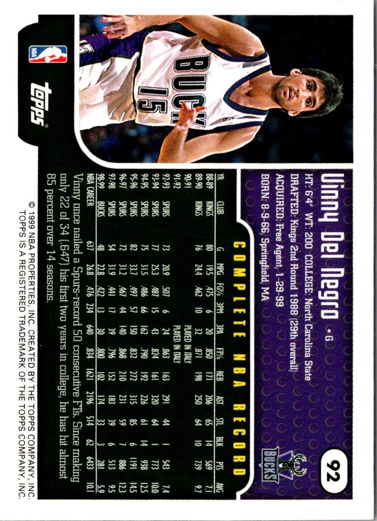 1999 Topps Vinny Del Negro