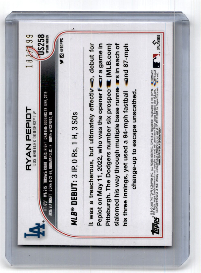 2022 Topps Update Advanced Stat Ryan Pepiot