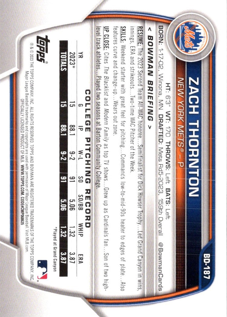 2023 Bowman Draft Zach Thornton