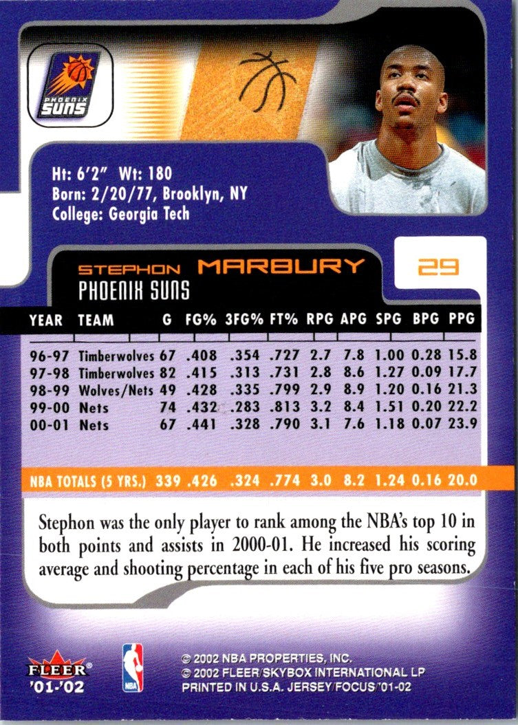 2001 Fleer Focus Stephon Marbury