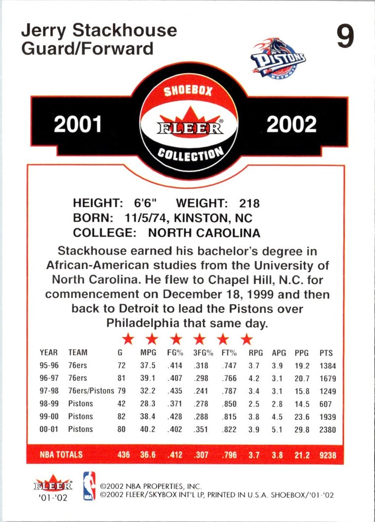 2001 Fleer Shoebox Jerry Stackhouse