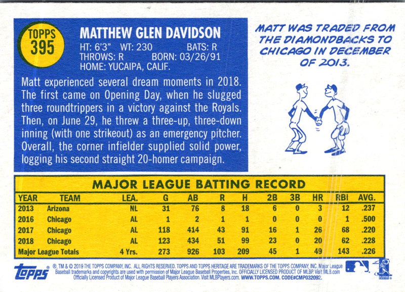 2019 Topps Heritage Matt Davidson