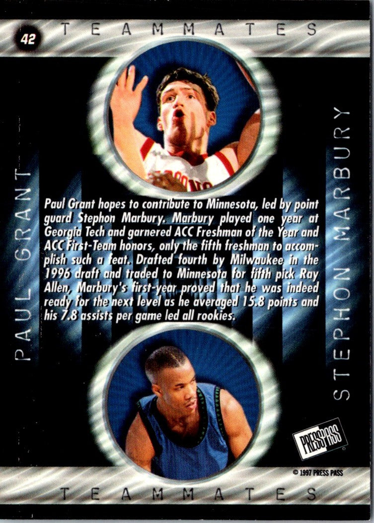 1997 Press Pass Double Threat Paul Grant/Stephon Marbury