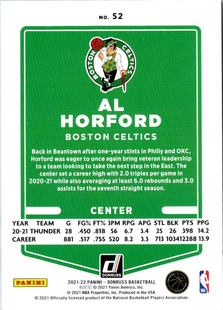 2021 Donruss Holo Green Al Horford