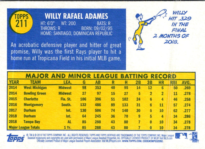 2019 Topps Heritage Willy Adames