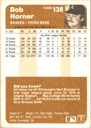 1983 Fleer Bob Horner