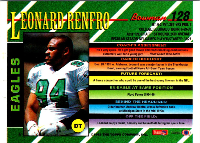 1993 Bowman Leonard Renfro
