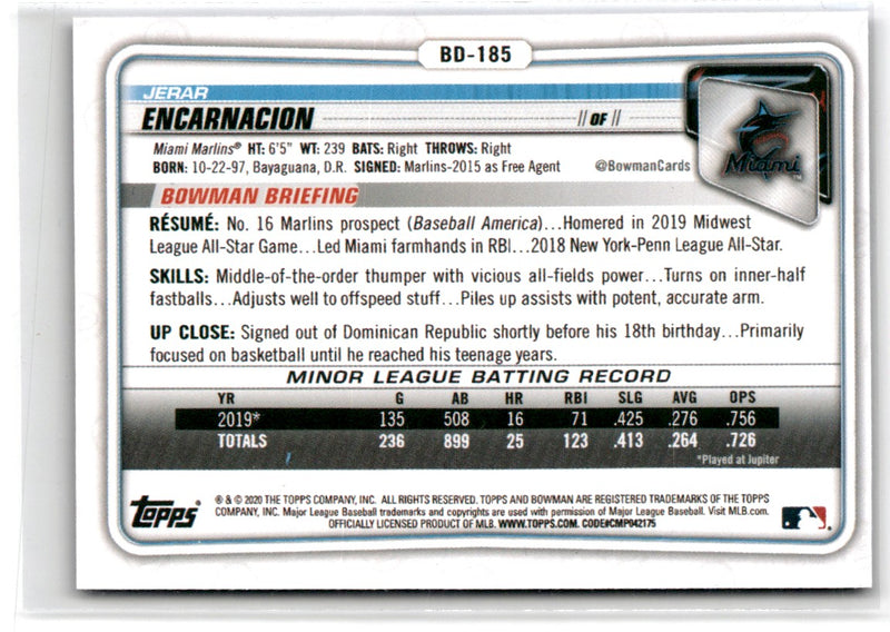 2020 Bowman Draft Chrome Sapphire Jerar Encarnacion