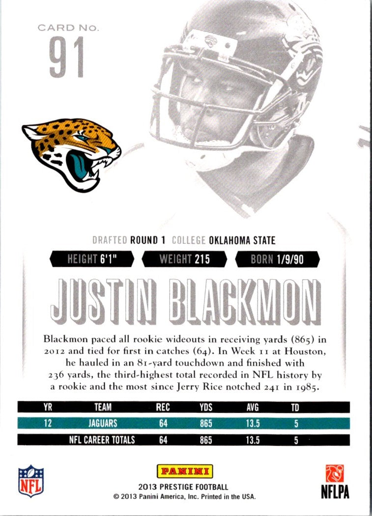 2013 Panini Prestige Justin Blackmon