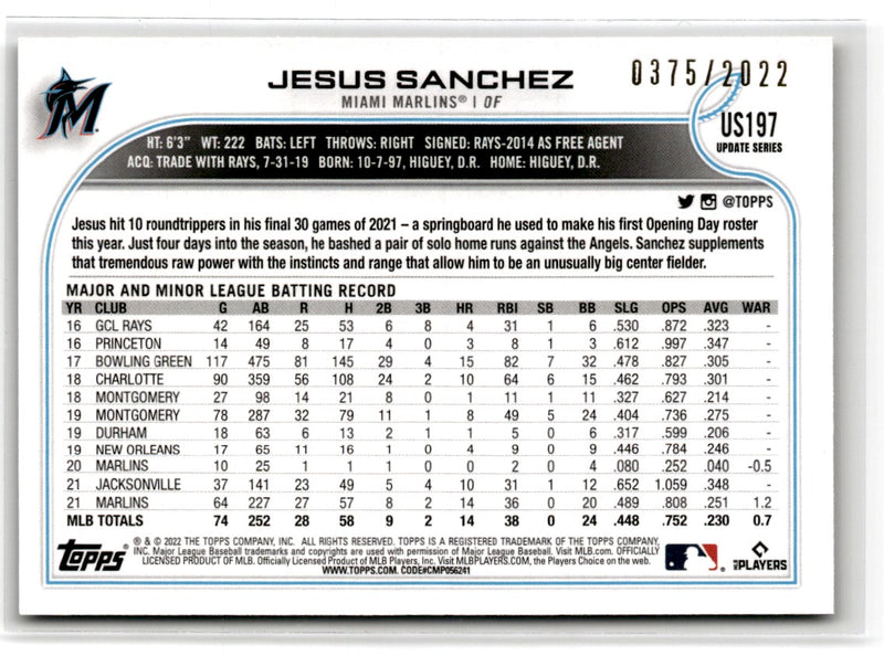 2022 Topps Update Gold Jesus Sanchez