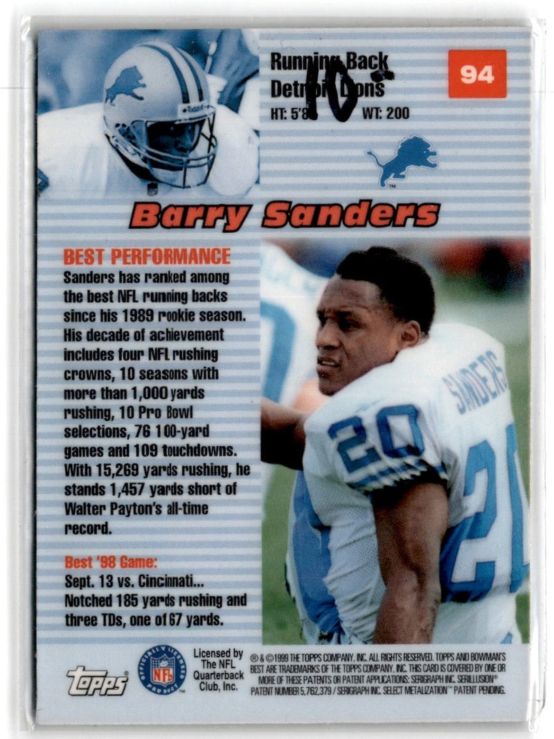 1999 Bowman's Best Barry Sanders