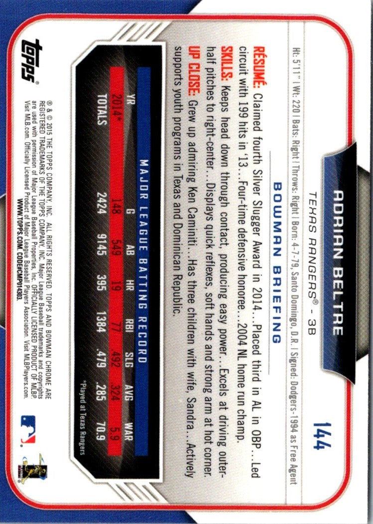 2015 Bowman Chrome Adrian Beltre