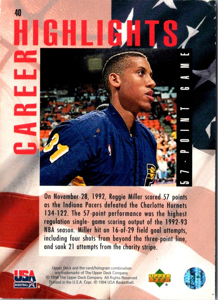 1994 Upper Deck USA Reggie Miller