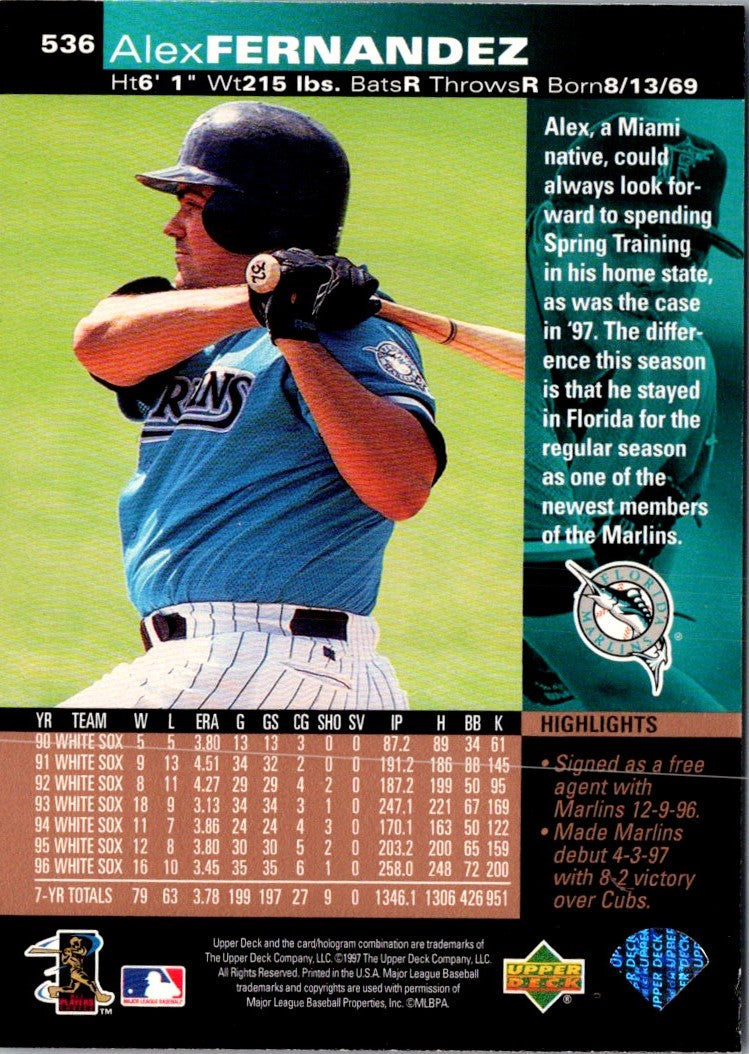 1997 Upper Deck Alex Fernandez