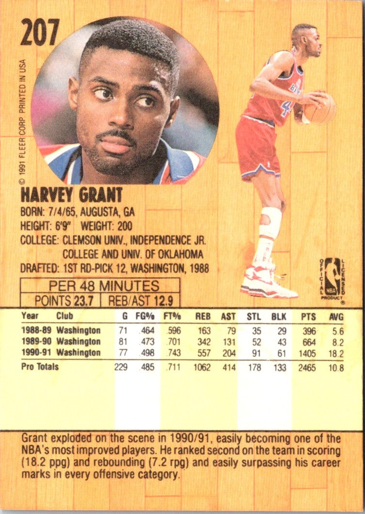 1991 Fleer Harvey Grant