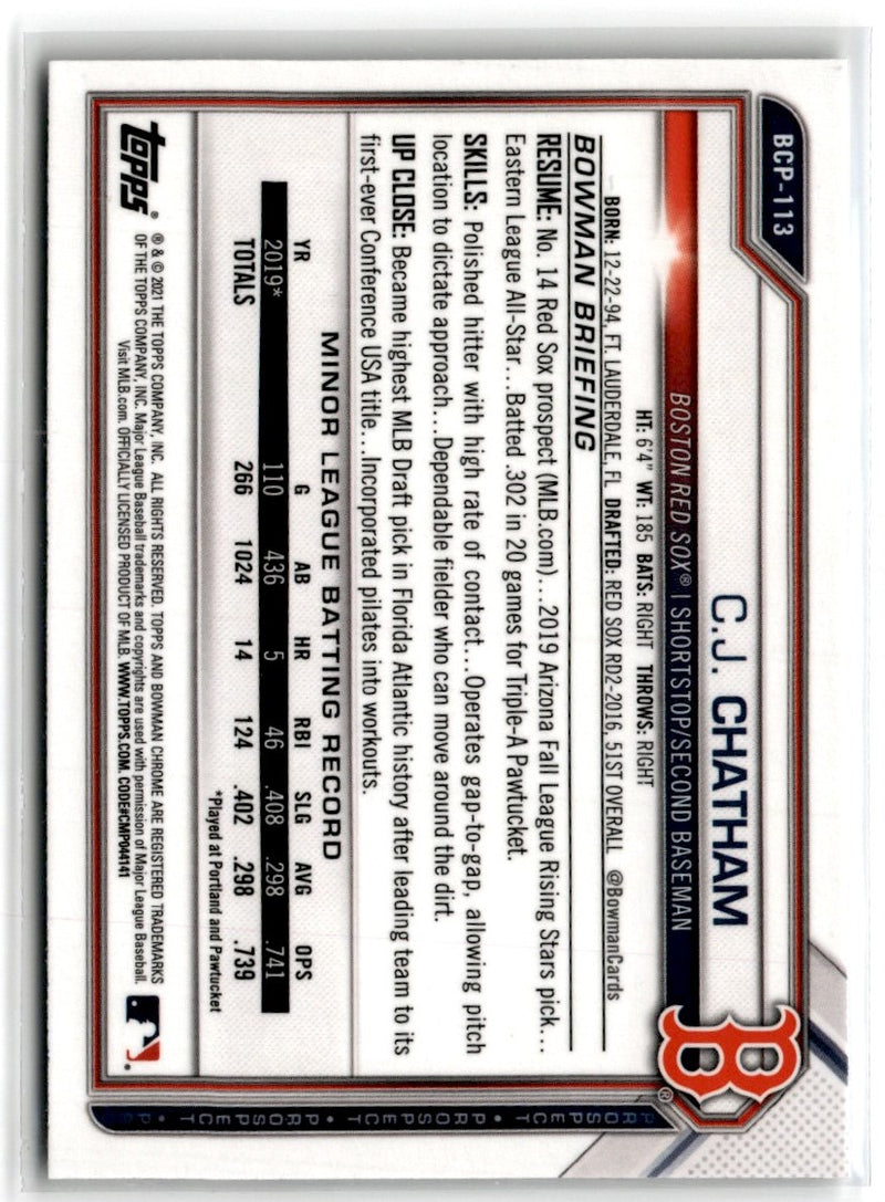 2021 Bowman Chrome Prospects Atomic Refractor C.J. Chatham