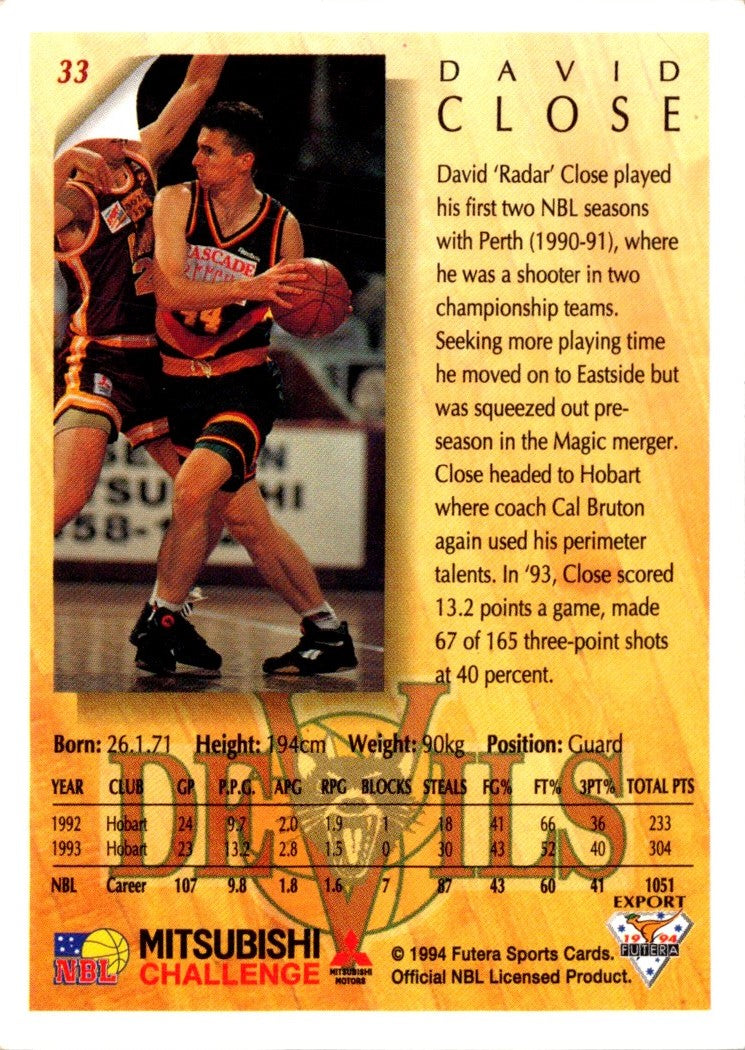 1994 Australian Futera NBL David Close