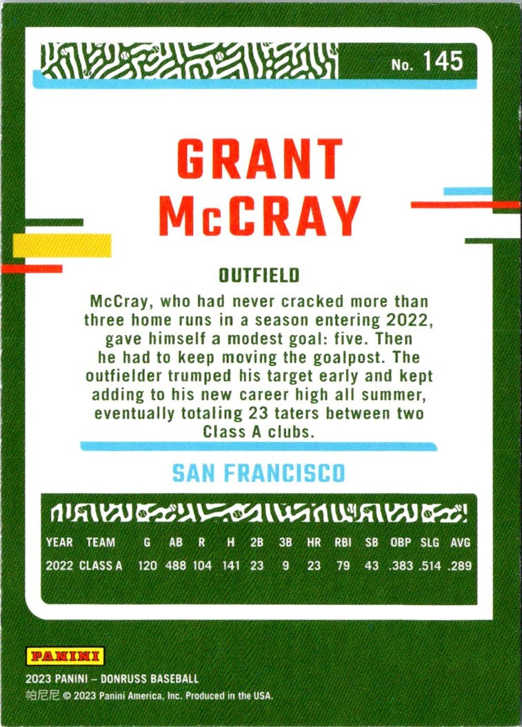 2023 Donruss Holo Orange Grant McCray