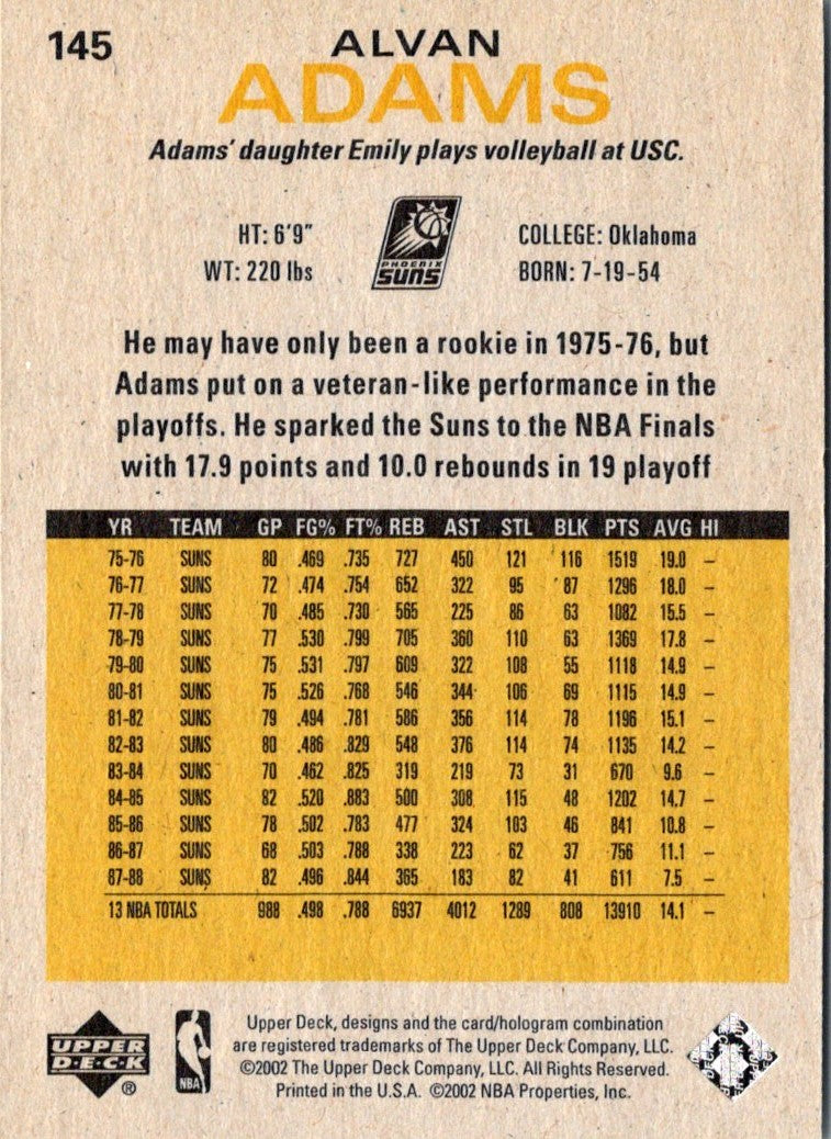 2002 Upper Deck Generations Alvan Adams