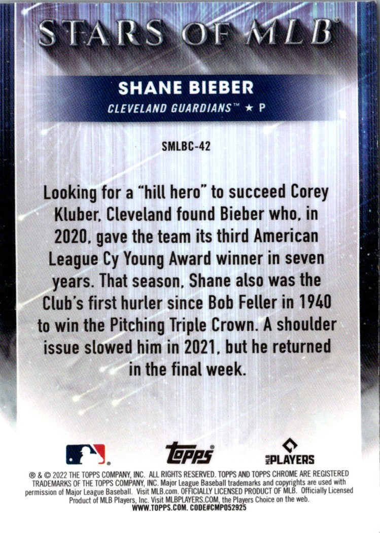 2022 Topps Stars of MLB Chrome Shane Bieber