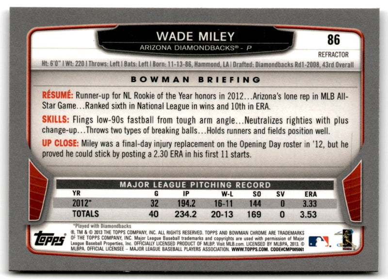 2013 Bowman Chrome Wade Miley