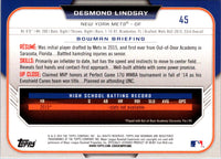 2015 Bowman Draft Picks & Prospects Desmond Lindsay #45