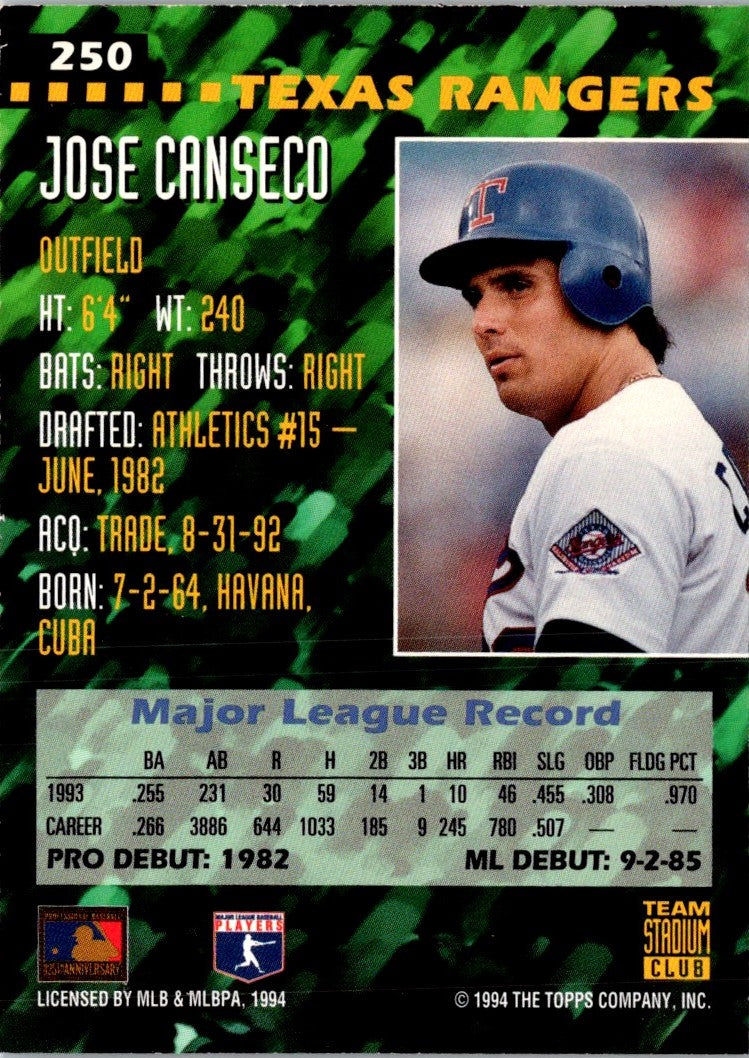 1994 Stadium Club Team Jose Canseco