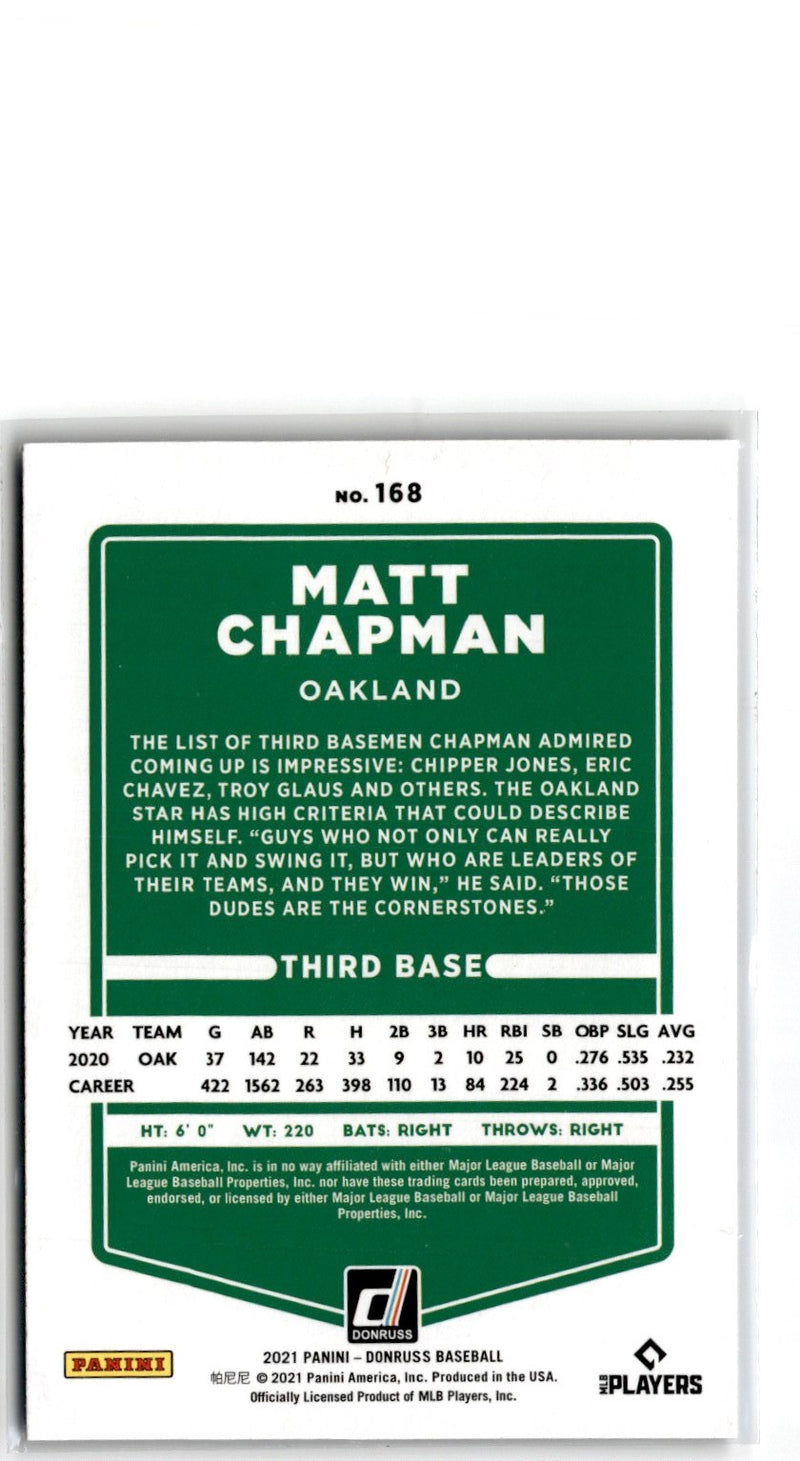 2021 Donruss Holo Blue Matt Chapman