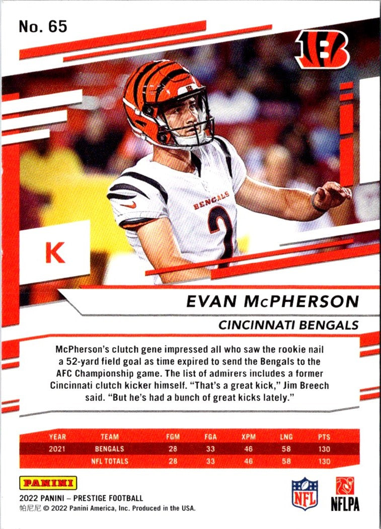 2022 Panini Prestige Evan McPherson