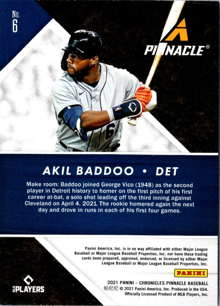 2021 Panini Chronicles Pinnacle Akil Baddoo