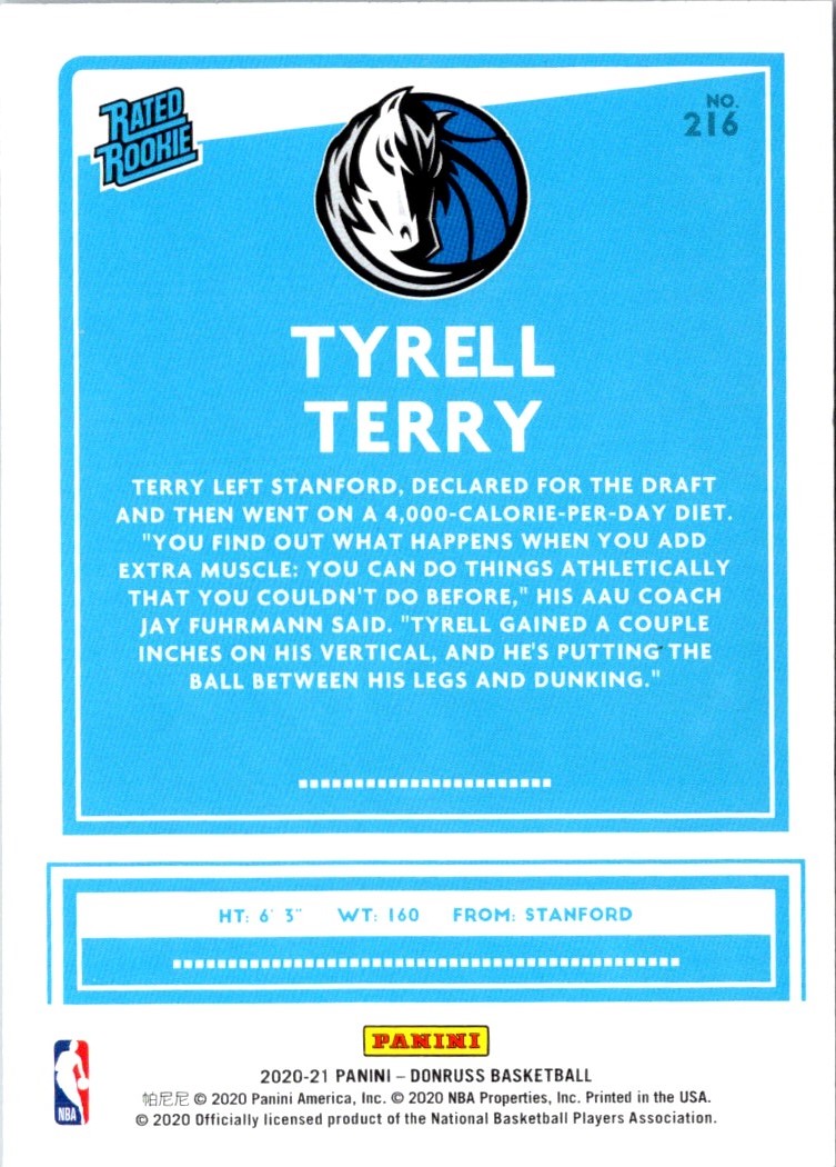 2020 Donruss Rated Rookies Tyrell Terry