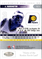 2003 Fleer Authentix Al Harrington #49