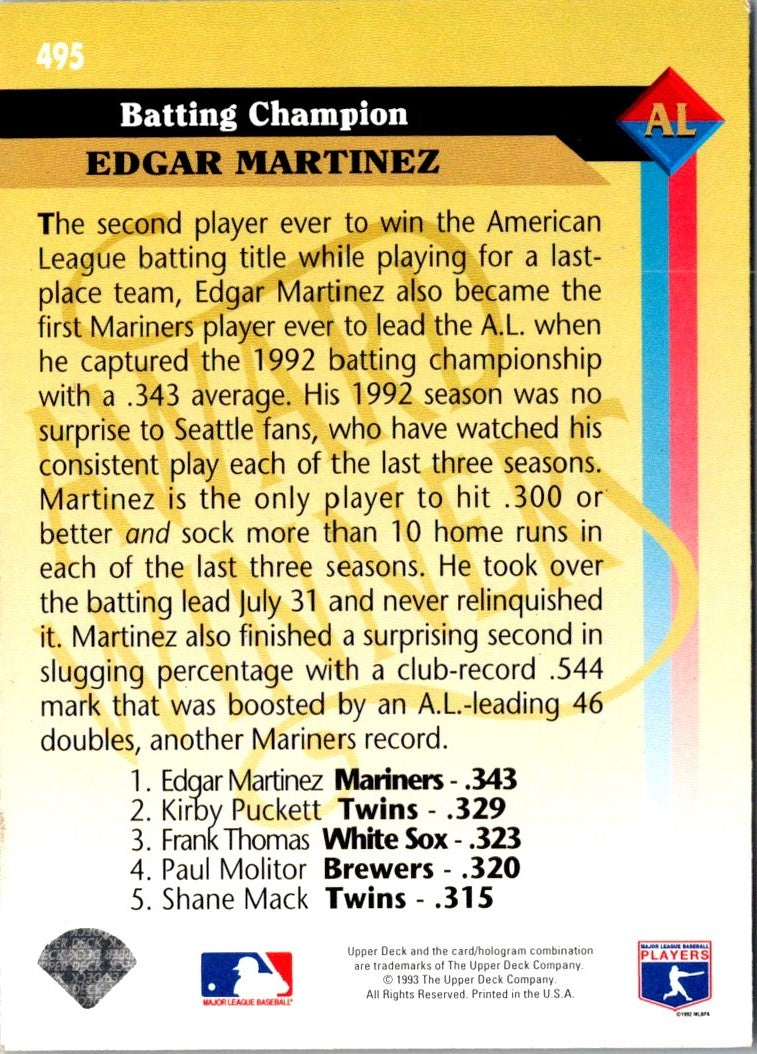 1993 Upper Deck Gold Hologram Edgar Martinez