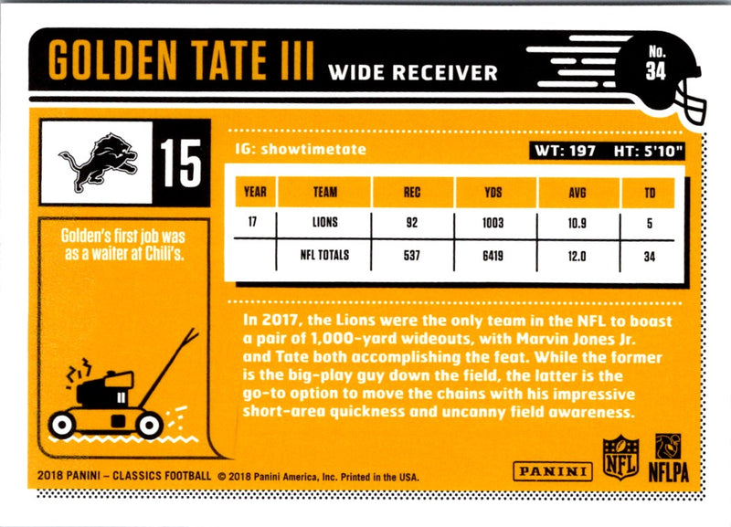 2018 Panini Golden Tate III