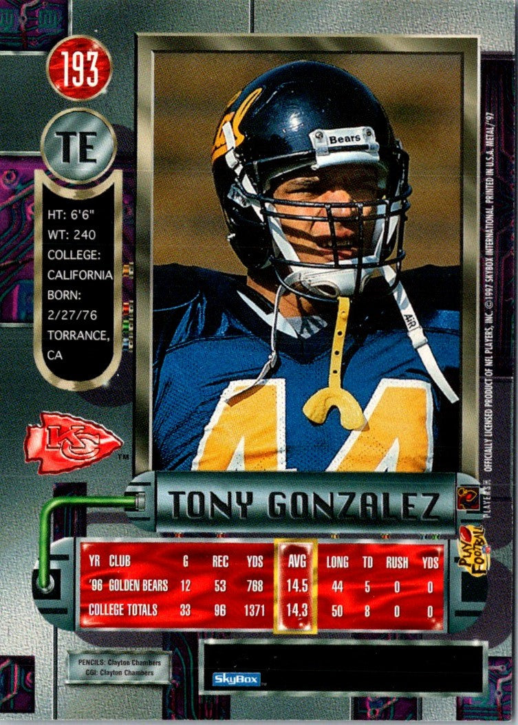 1997 Metal Universe Tony Gonzalez