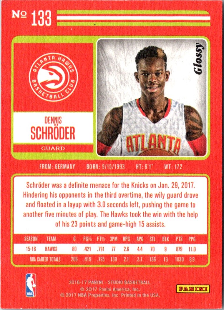 2016 Panini Studio Dennis Schroder