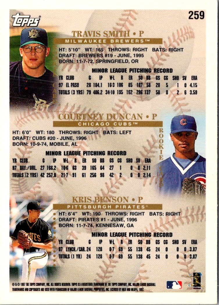 1998 Topps Travis Smith/Courtney Duncan/Kris Benson