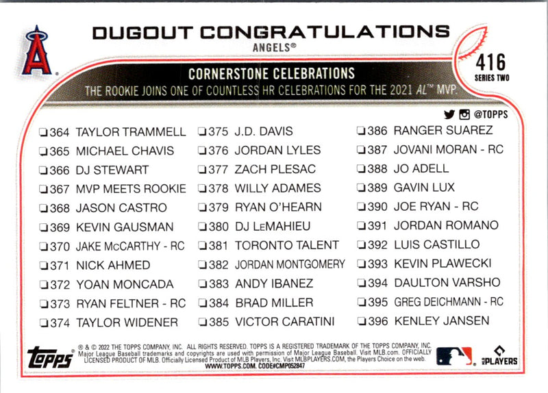 2022 Topps Dugout Congratulations