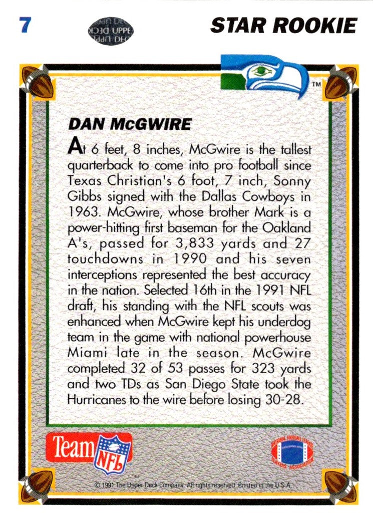 1991 Upper Deck Dan McGwire