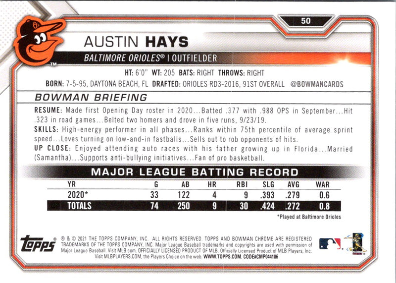 2021 Bowman Austin Hays