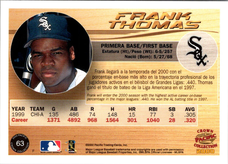 2000 Pacific Crown Collection In the Cage Frank Thomas