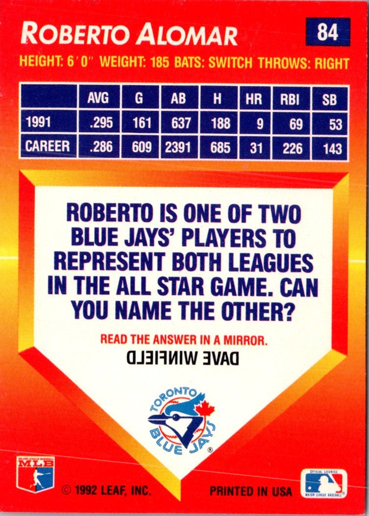 1992 Triple Play Roberto Alomar