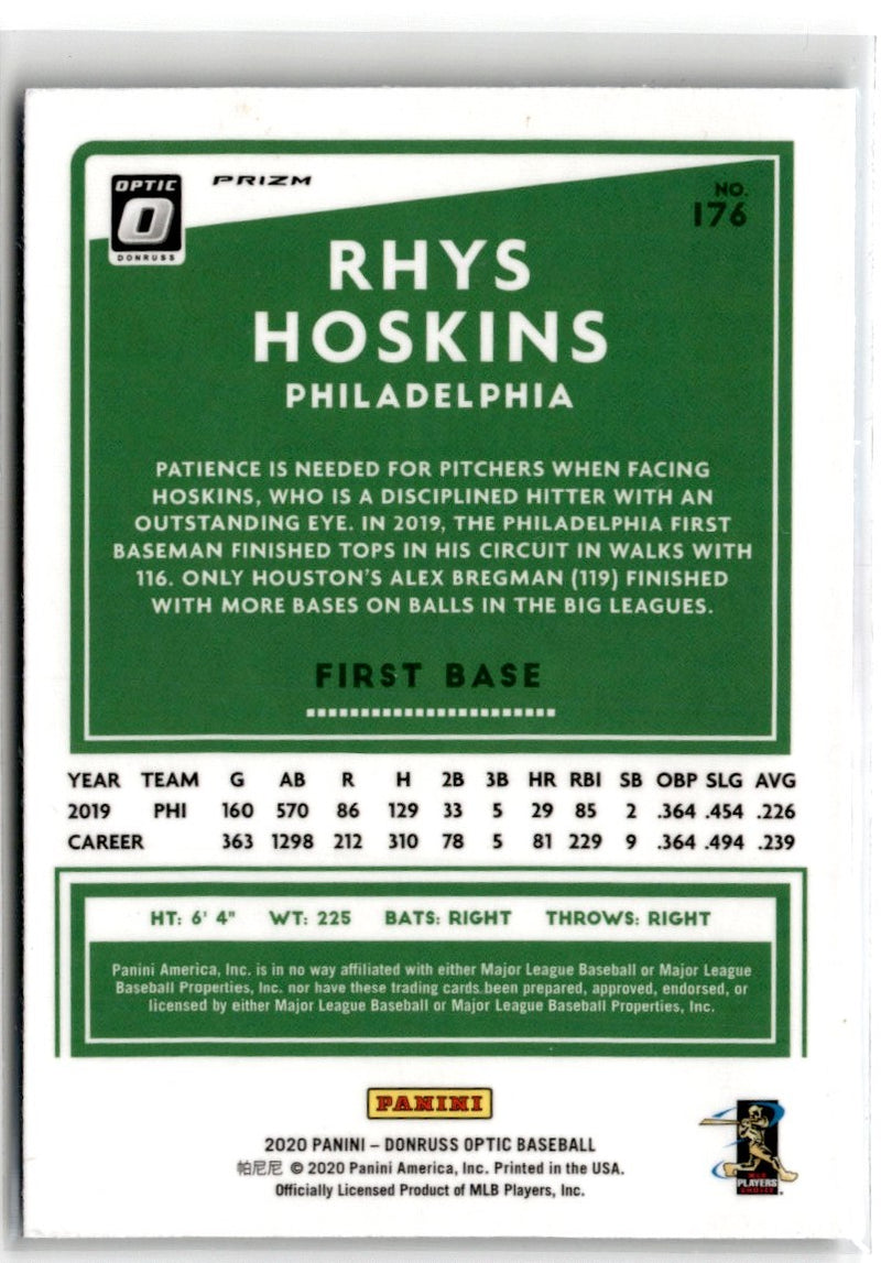 2020 Donruss Optic Carolina Blue and White Rhys Hoskins