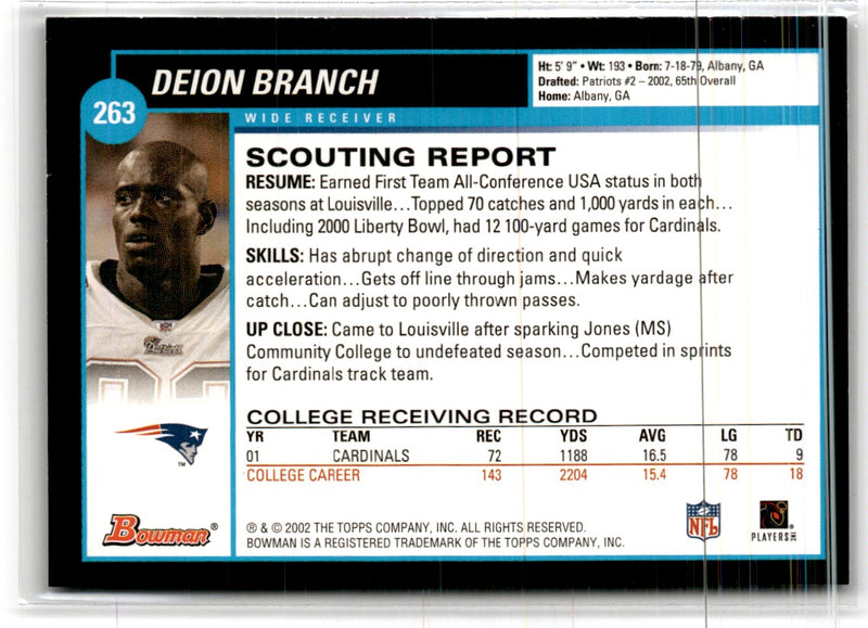 2002 Bowman Deion Branch