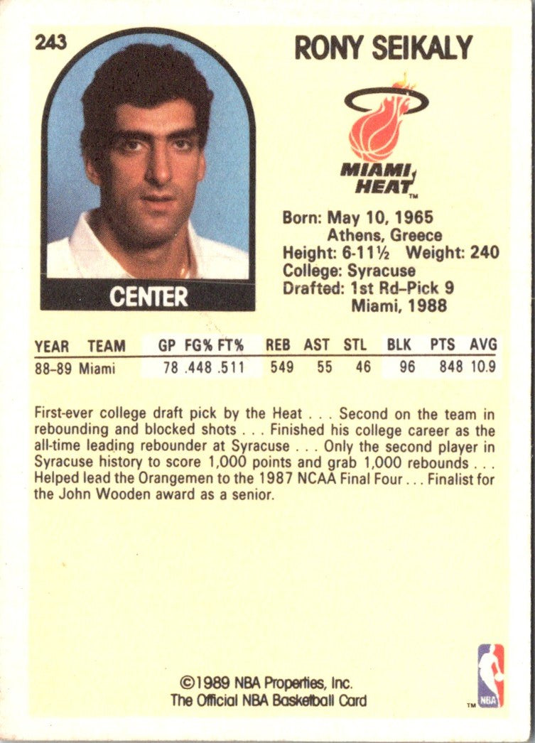 1989 Hoops Rony Seikaly
