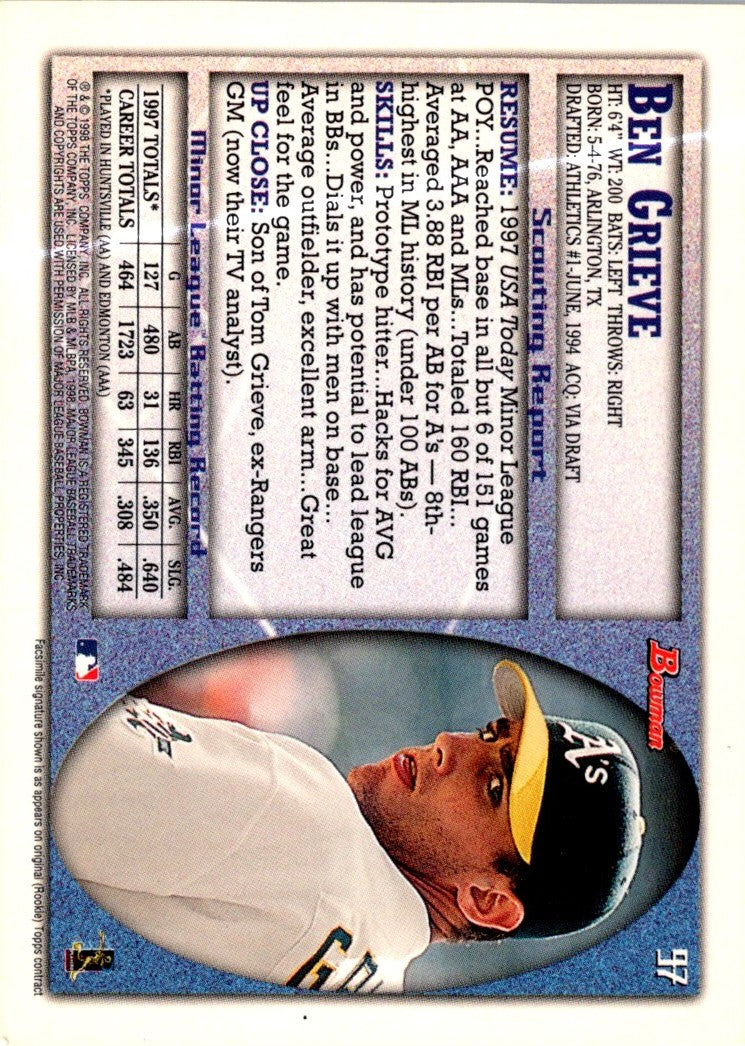 1998 Bowman International Ben Grieve