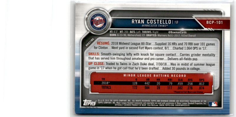 2019 Bowman Chrome Prospects Ryan Costello